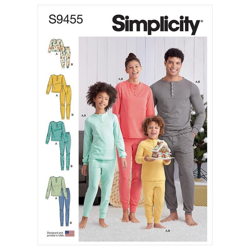 Patron Simplicity 9455.A - Pantalon et haut en tricot pour femme, homme et enfant