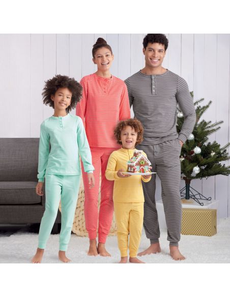 Patron Simplicity 9455.A - Pantalon et haut en tricot pour femme, homme et enfant