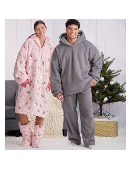 Patron Simplicity 9456.A - Sweats à capuche, pantalons et chaussons surdimensionnés unisexes