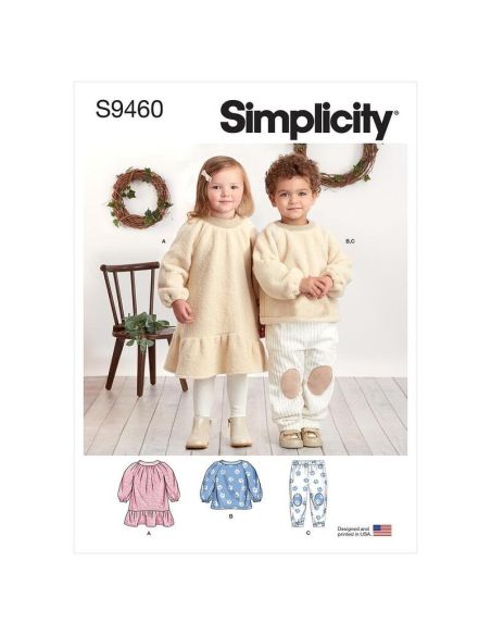 Patron Simplicity 9460.A - Robe, haut et pantalon pour tout-petits et enfants