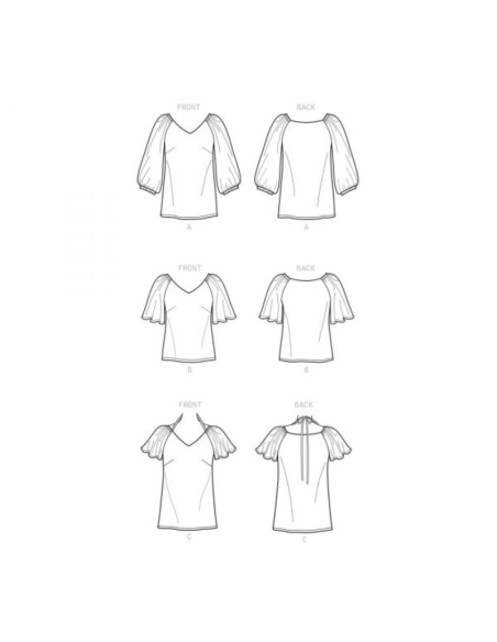 Patron Simplicity 9334.AA - Top ample avec decollete V e variations de manches raglan