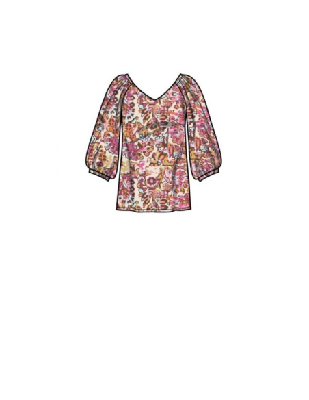 Patron Simplicity 9334.BB - Top ample avec decollete V e variations de manches raglan