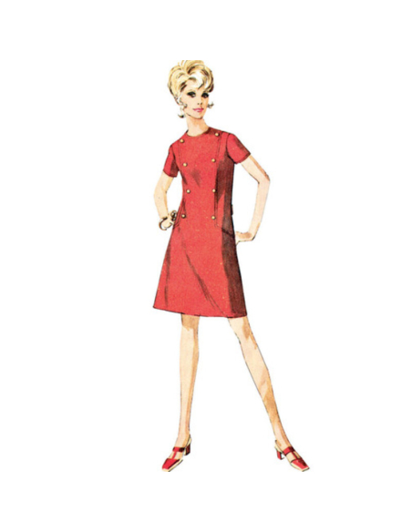 Patron Simplicity 9371.F5 - Robe pour femme et femme avec variations de col, de manchette et de manche