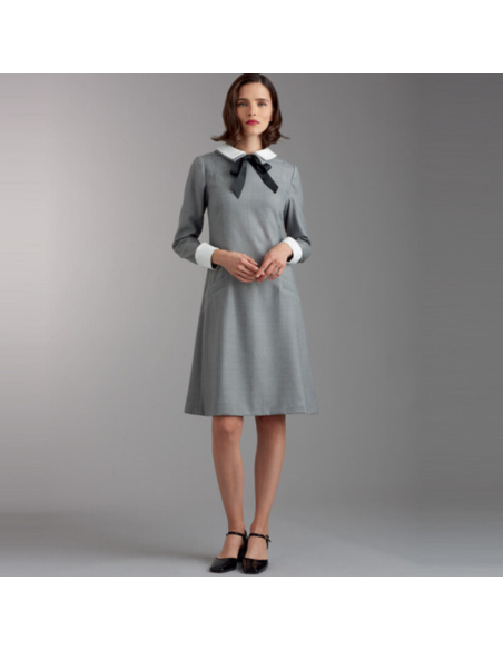 Patron Simplicity 9371.F5 - Robe pour femme et femme avec variations de col, de manchette et de manche