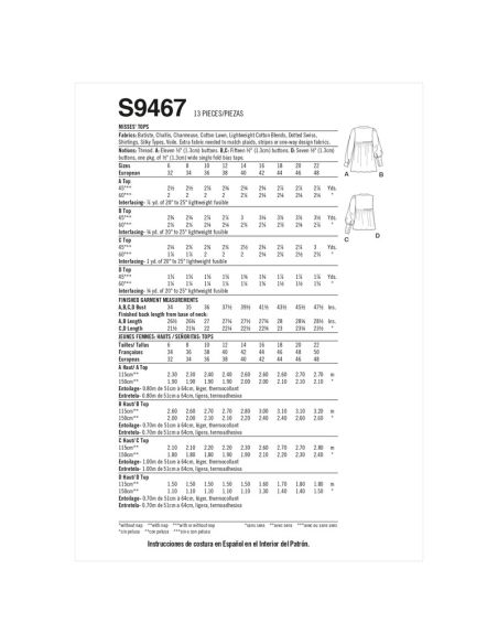 Patron Simplicity S9467.R5 - Hauts pour jeunes filles