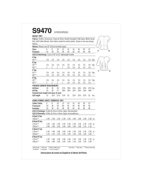 Patron Simplicity S9470.H5 - Hauts pour jeunes filles