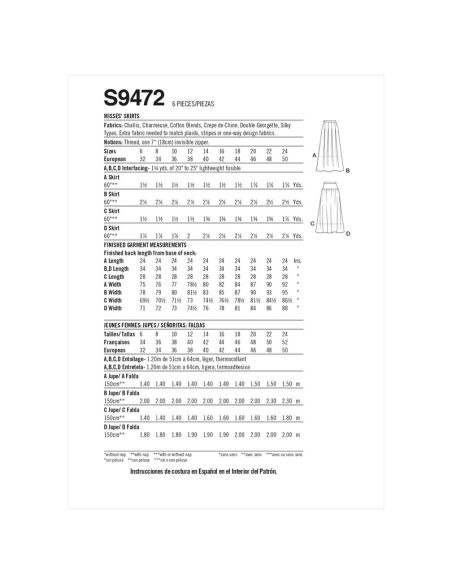 Patron Simplicity S9472.U5 - Jupes pour jeunes filles