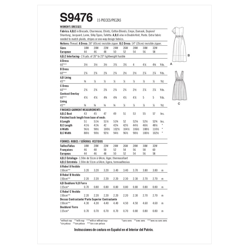 Patron Simplicity S9476.FF - Robe pour femmes