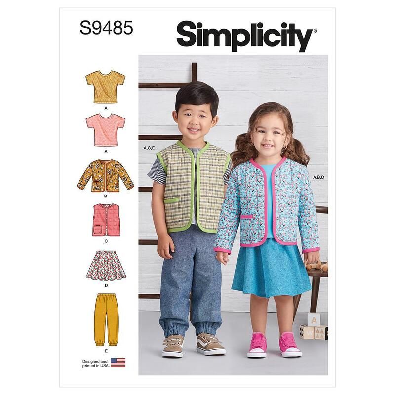 Patron Simplicity S9485.A - Haut en maille, Veste, Gilet, Jupe et Pantalon pour tout petits