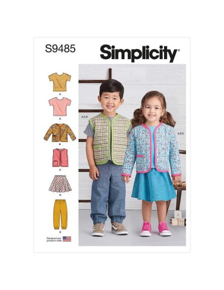 Patron Simplicity S9485.A - Haut en maille, Veste, Gilet, Jupe et Pantalon pour tout petits