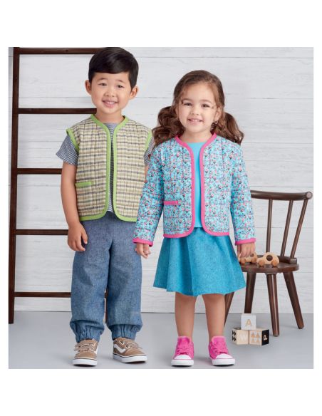 Patron Simplicity S9485.A - Haut en maille, Veste, Gilet, Jupe et Pantalon pour tout petits