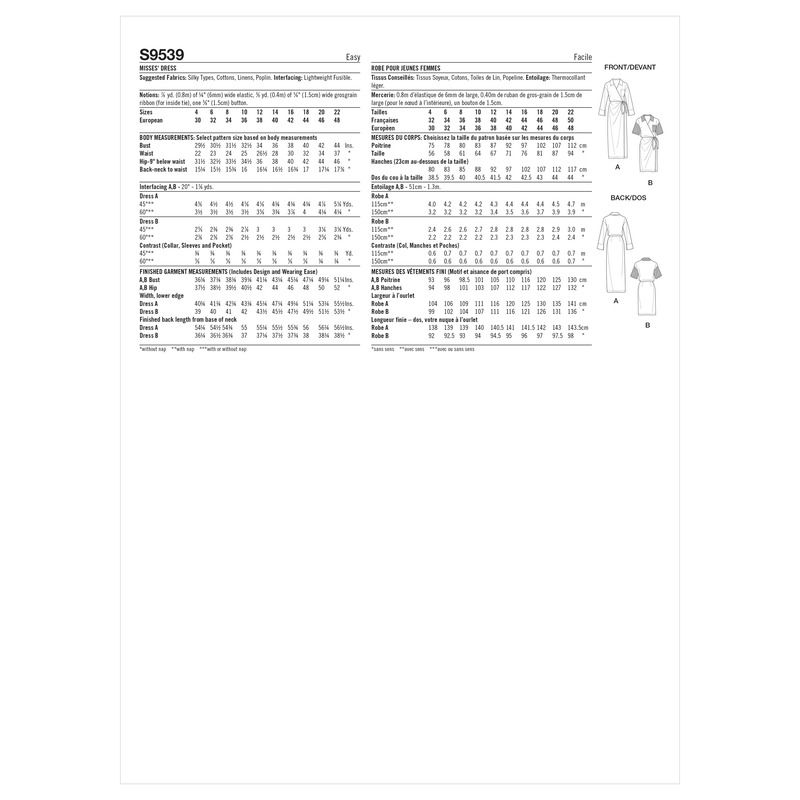 Patron Simplicity S9539.R5 - Robe pour jeunes filles