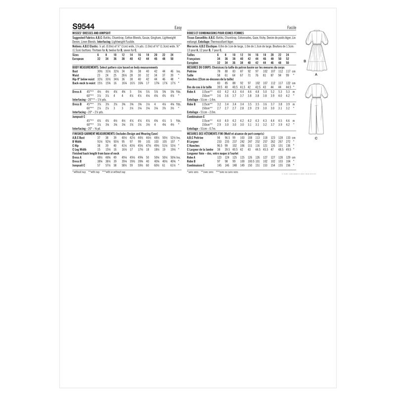 Patron Simplicity S9544.U5 - Robe, pull et jupes pour femme