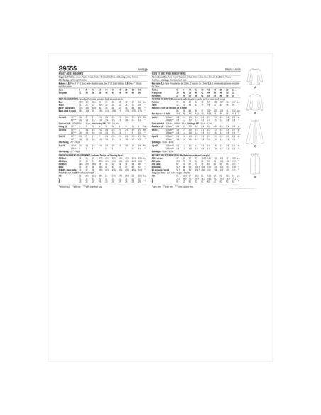 Patron Simplicity S9555.U5 - Veste et Jupes pour jeunes filles