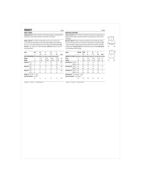 Patron Simplicity S9557.A - Barboteuse pour bébés