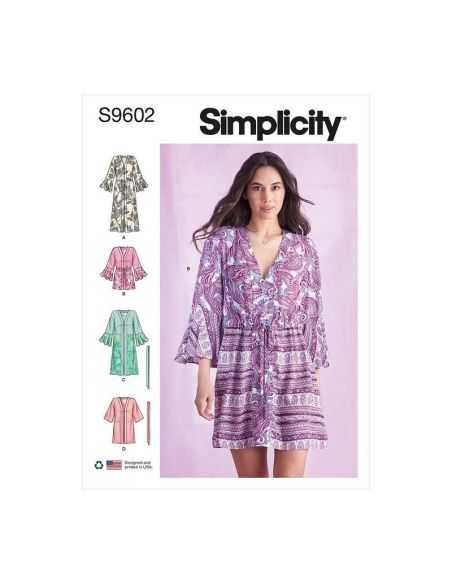 Patron Simplicity S9602.H5 - Caftans et Vestes enveloppantes pour jeunes filles