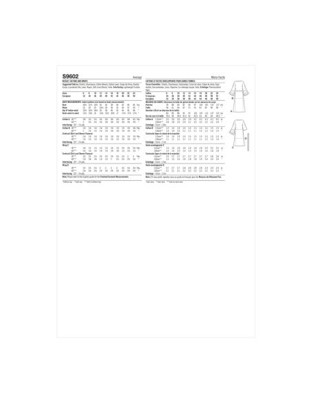 Patron Simplicity S9602.U5 - Caftans et Vestes enveloppantes pour jeunes filles