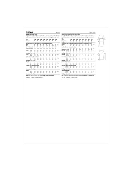 Patron Simplicity S9603.GG - Caftans et Vestes enveloppantes pour dames