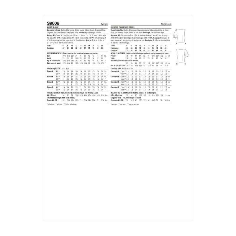Patron Simplicity S9606.H5 - Chemisier pour jeunes filles