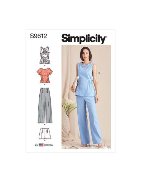 Patron Simplicity S9612.R5 - Hauts, Pantalons et Shorts pour jeunes filles