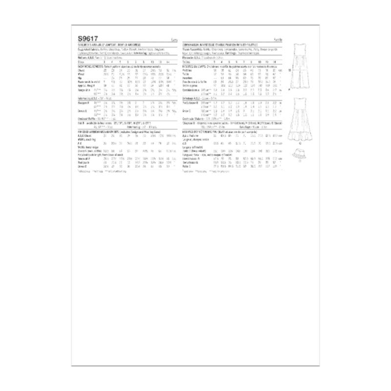 Patron Simplicity S9617.K5 - Combinaison, Barboteuse et Robe pour enfants et filles