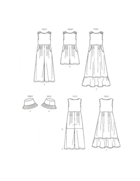 Patron Simplicity S9617.HH - Combinaison, Barboteuse et Robe pour enfants et filles