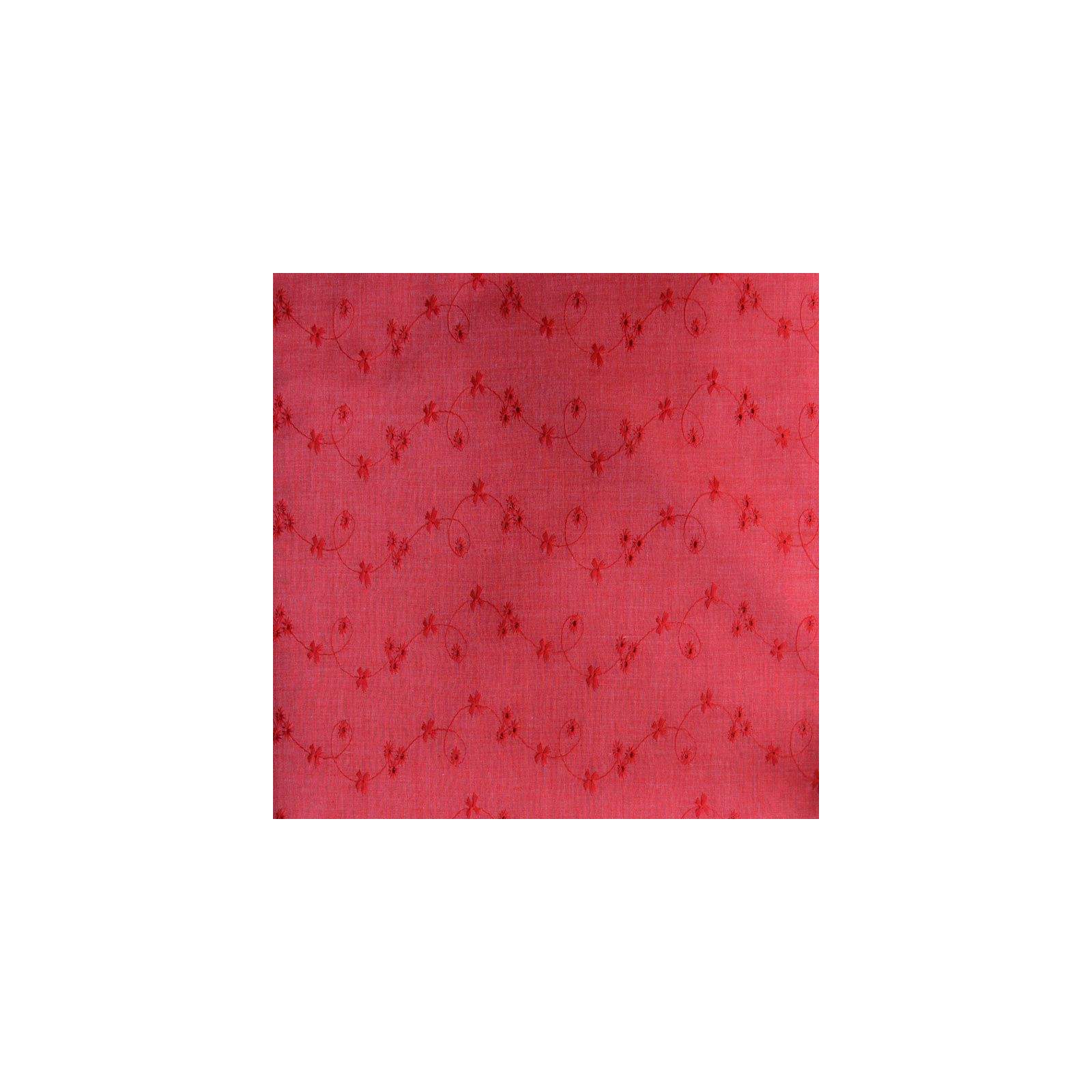 Tissu Broderie anglaise fleurs ajourées rouge