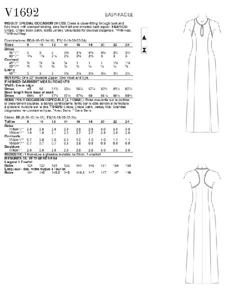 Patron Vogue 1692 B5 - Robe bande contrastante