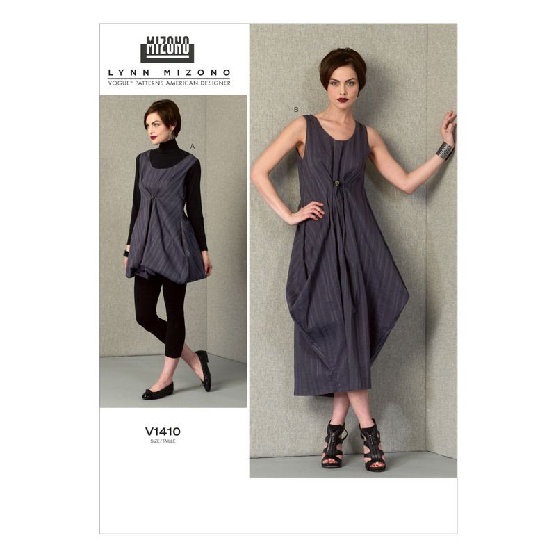 Patron Vogue 1410 E5 - Robe très ample à drapé ajustable et finitions étroites