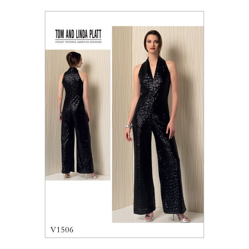 Patron Vogue 1506 Y - Combinaison doublée à jambe large avec fermeture à glissière invisible devant