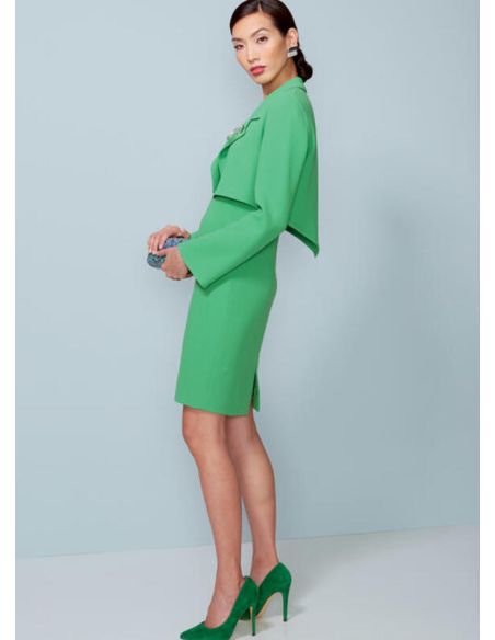 Patron Vogue 1536 A5 - Robe ajustée doublée à coutures princesse avec veste semi-ajustée à dos en forme