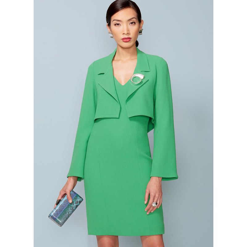 Patron Vogue 1536 A5 - Robe ajustée doublée à coutures princesse avec veste semi-ajustée à dos en forme