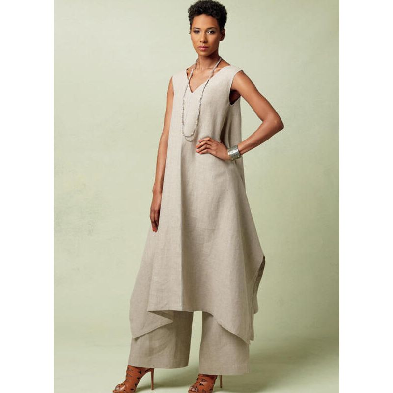 Patron Vogue 1550 E5 - Tuniques à incrustations contrastantes, pantalon ample