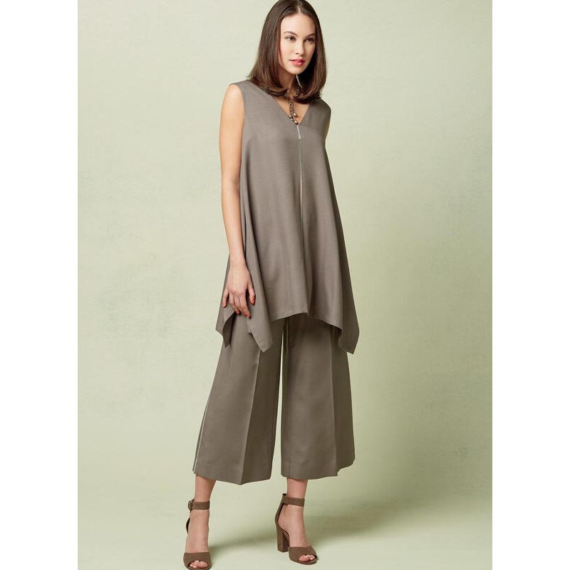 Patron Vogue 1550 E5 - Tuniques à incrustations contrastantes, pantalon ample