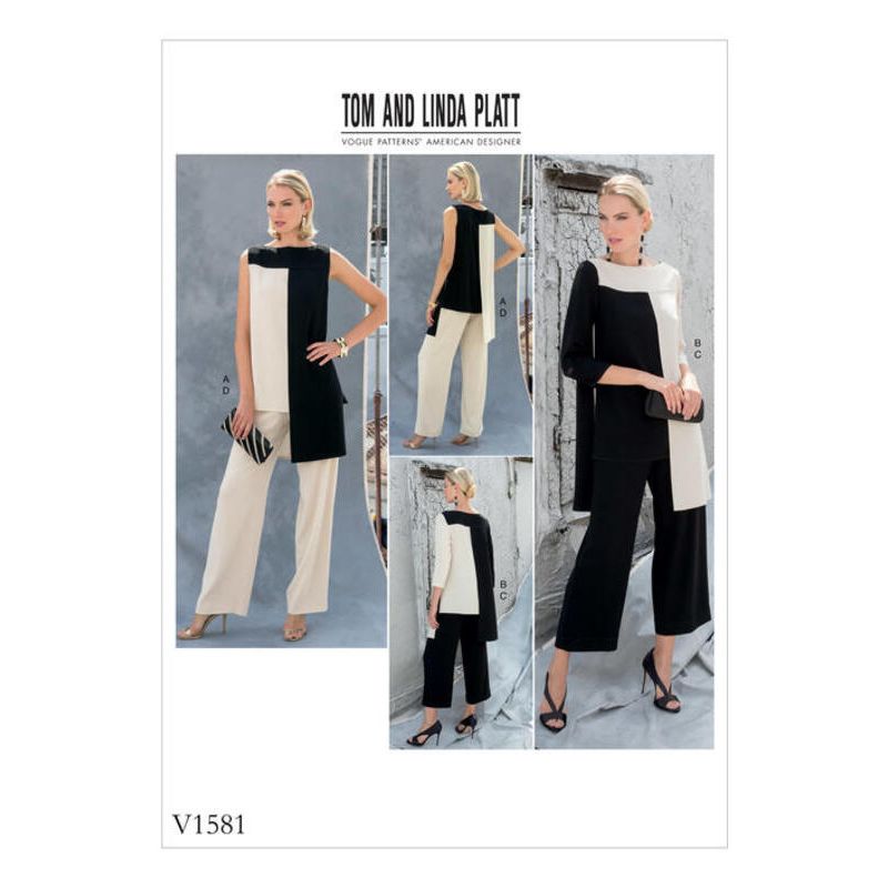 Patron Vogue 1581 A5 - Tunique ajustée avec empiècements, pantalon ample à fermeture invisible