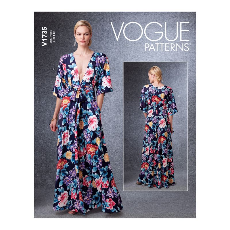 Patron Vogue 1735 Y -- Robe longue, décollecté plongeant