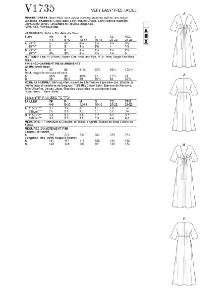 Patron Vogue 1735 ZZ - Robe longue, décollecté plongeant