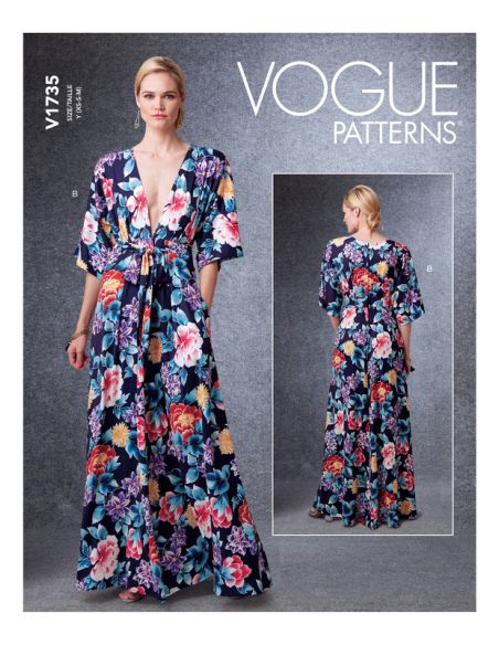 Patron Vogue 1735 ZZ - Robe longue, décollecté plongeant