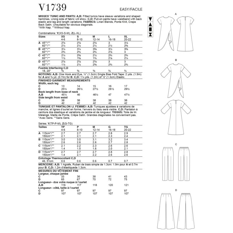 Patron Vogue 1739 Z - Tunique & pantalon