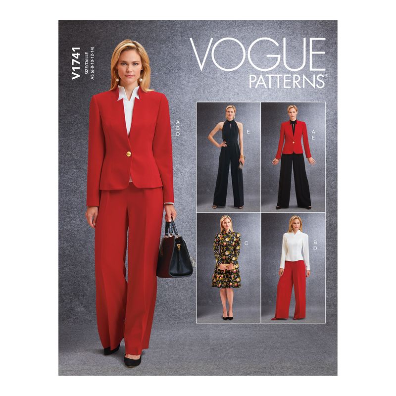 Patron Vogue 1741 A5 - Ensemble veste ajustée, robe, pantalon large et combinaison