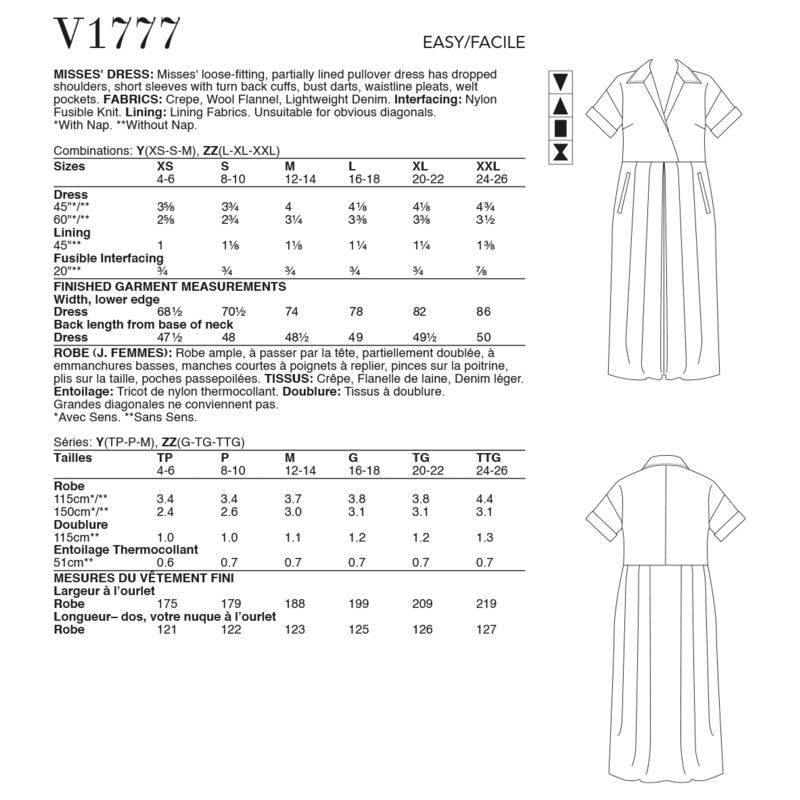 Patron Vogue 1777 Y - Robe ample