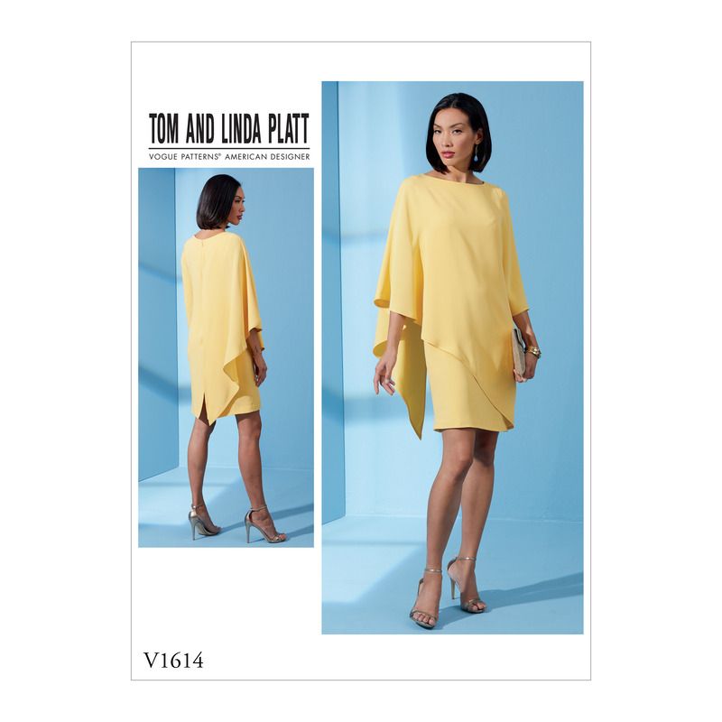 Patron Vogue 1614 A5 - Robe doublée avec pièce superposée asymétrique