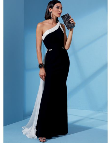 Patron Vogue 1616 A5 - Robe une épaule moulante avec drapé et traîne