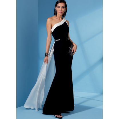 Patron Vogue 1616 E5 - Robe une épaule moulante avec drapé et traîne 2