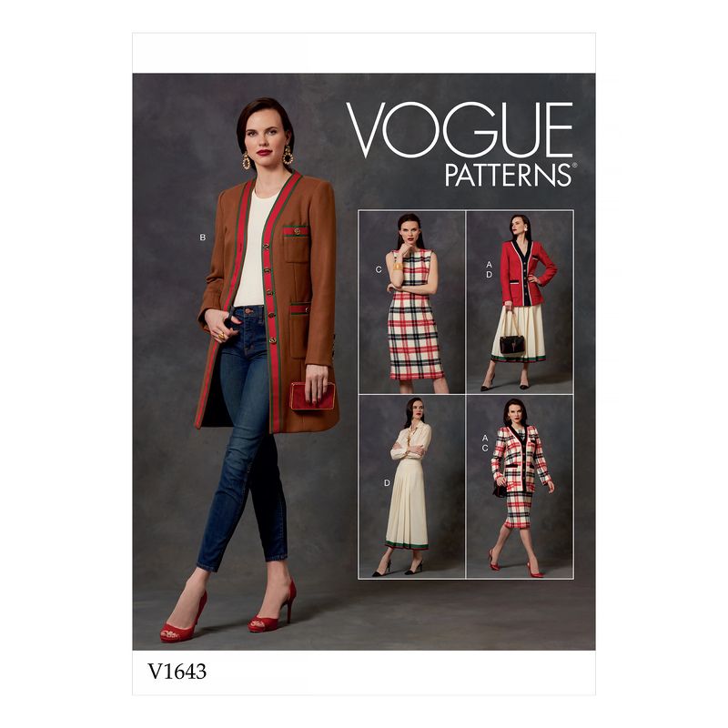 Patron Vogue 1643 A5 - Ensemble boutonné et jupe plissé