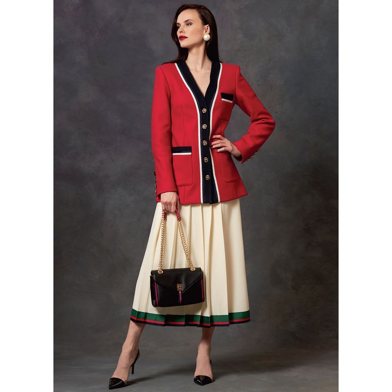 Patron Vogue 1643 A5 - Ensemble boutonné et jupe plissé