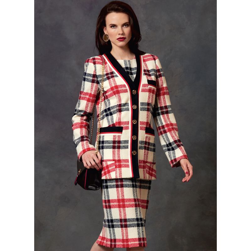 Patron Vogue 1643 A5 - Ensemble boutonné et jupe plissé