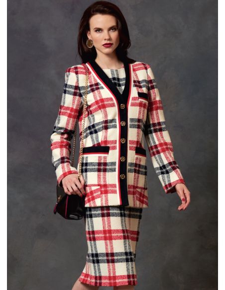 Patron Vogue 1643 A5 - Ensemble boutonné et jupe plissé