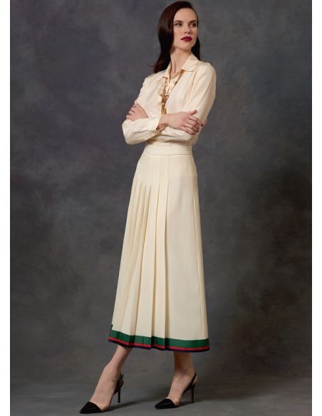 Patron Vogue 1643 A5 - Ensemble boutonné et jupe plissé