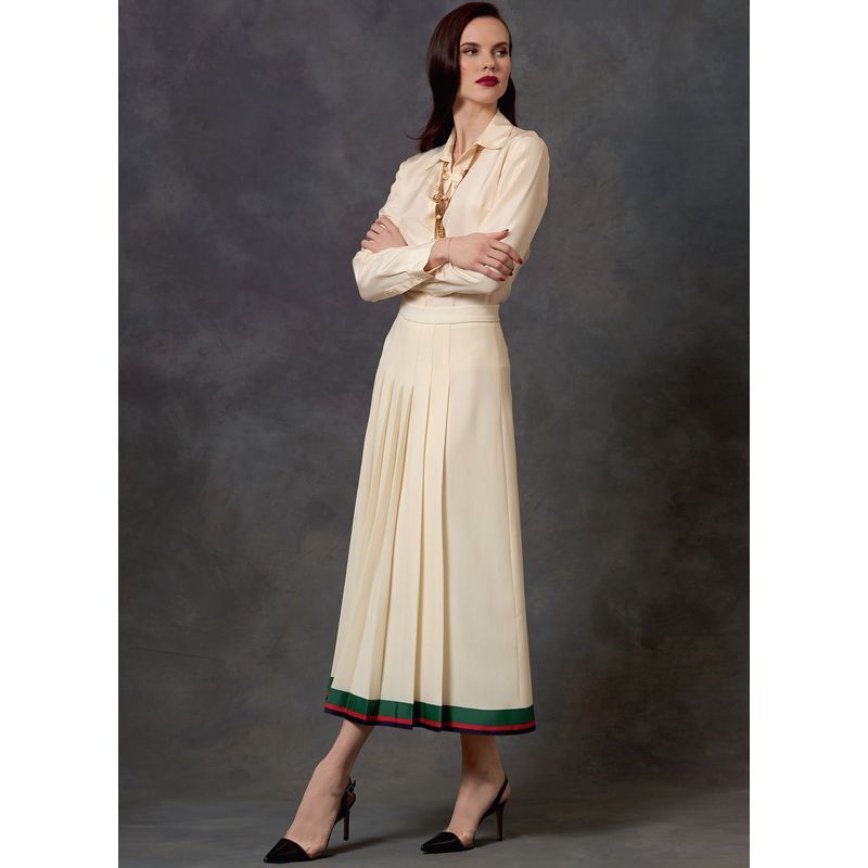 Patron Vogue 1643 A5 - Ensemble boutonné et jupe plissé